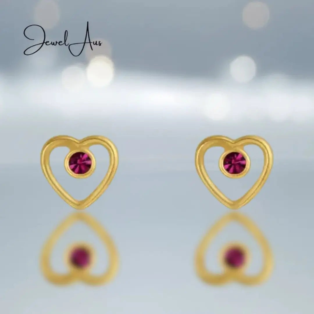 Rose Heart Crystal Stud Earrings jewelaus