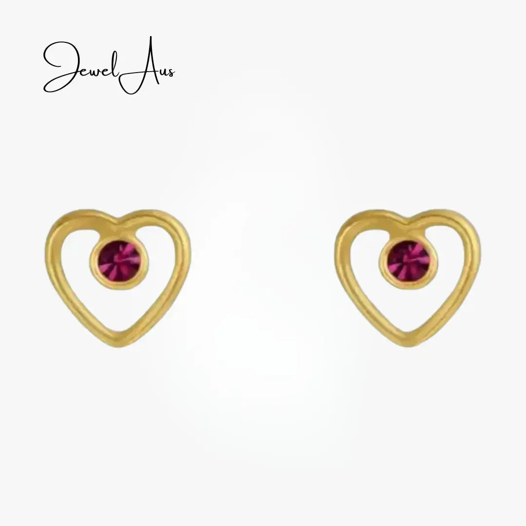 jewelaus Earrings Rose Heart Crystal Stud Earrings