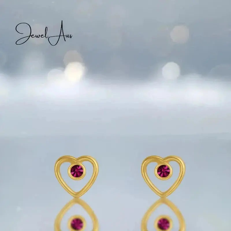 jewelaus Earrings Rose Heart Crystal Stud Earrings