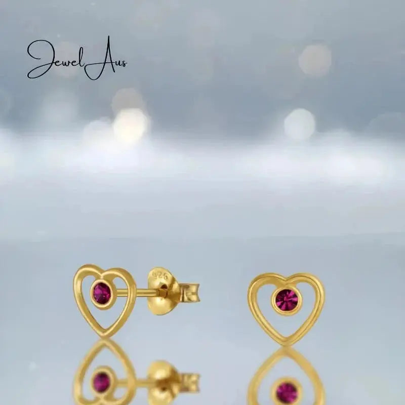 jewelaus Earrings Rose Heart Crystal Stud Earrings