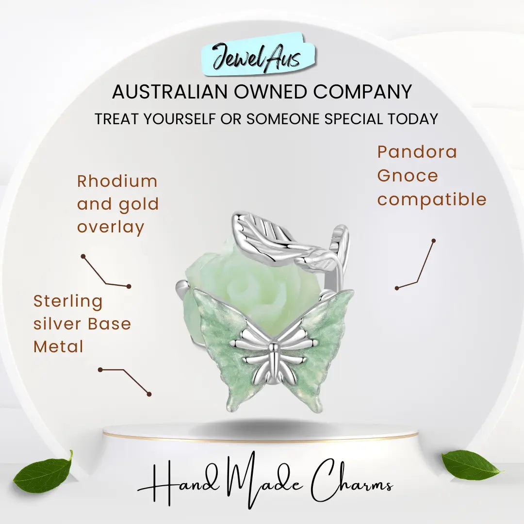 shipped in AUS CHARMS Rose & Butterfly Charm