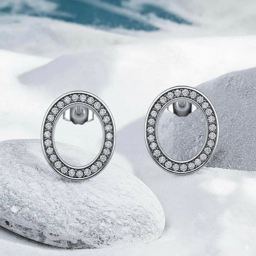 jewelaus Earrings Round Pave Earrings