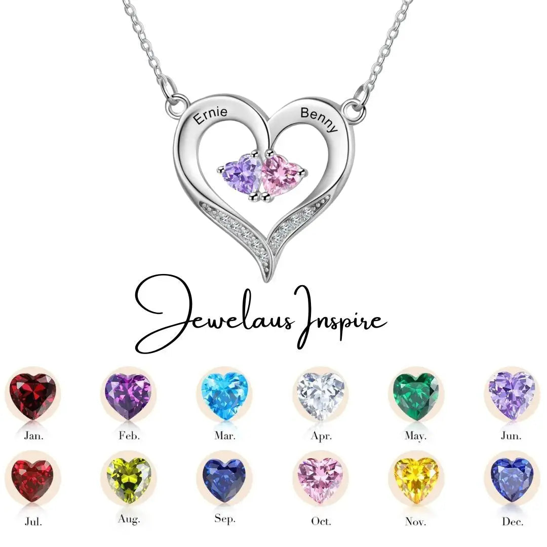 S925 Silve Birthstone Heart Shape Necklace cmoffer