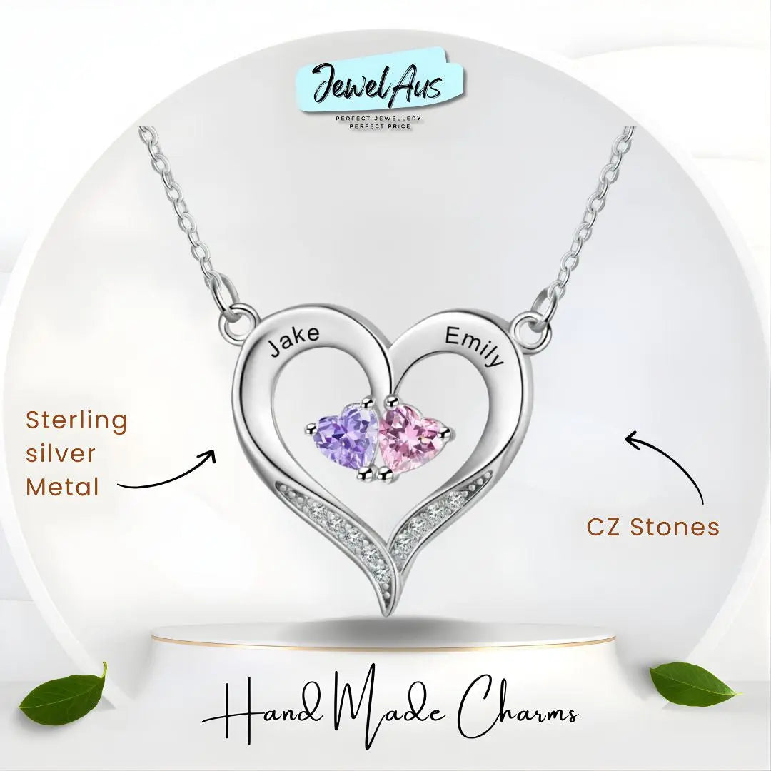 S925 Silve Birthstone Heart Shape Necklace cmoffer