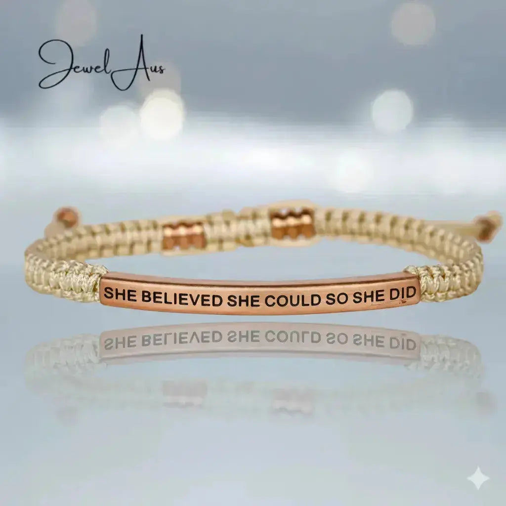 SHE BELIEVED SHE COULD SO SHE DID Cored Bracelet jewelaus