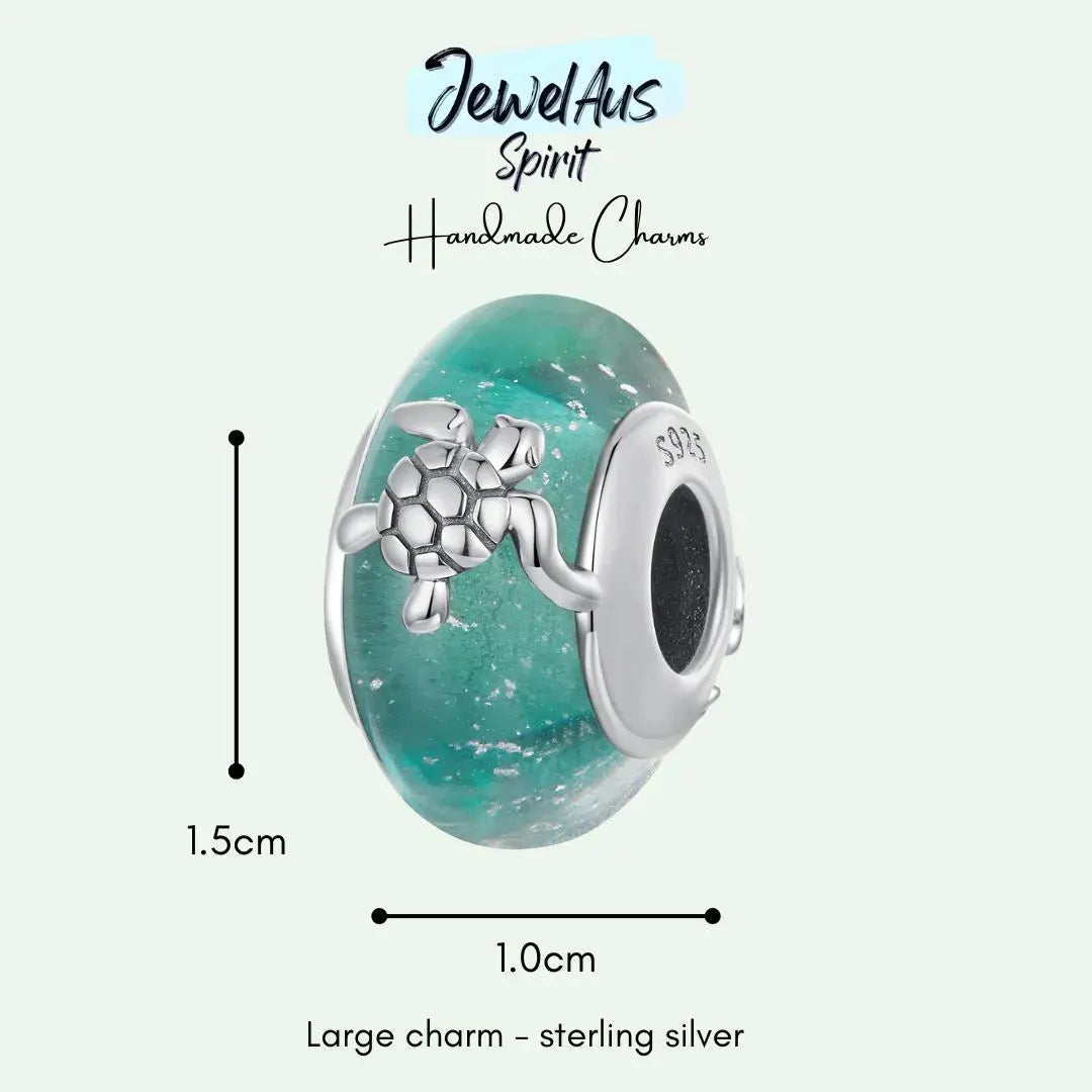 Sea Turtle Glass Bead Charm jewelaus