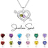 jewelaus Necklace Silver Arrow & Heart Birthstone Necklace