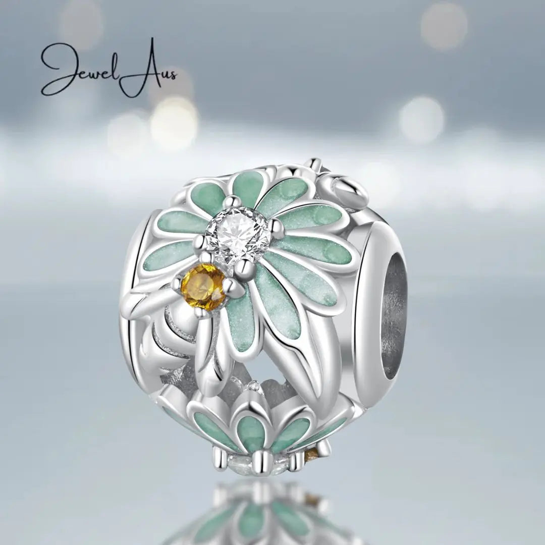 Silver Bee and Flower Charm jewelaus