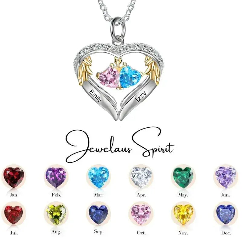 Silver Birthstone Heart Necklace cmoffer