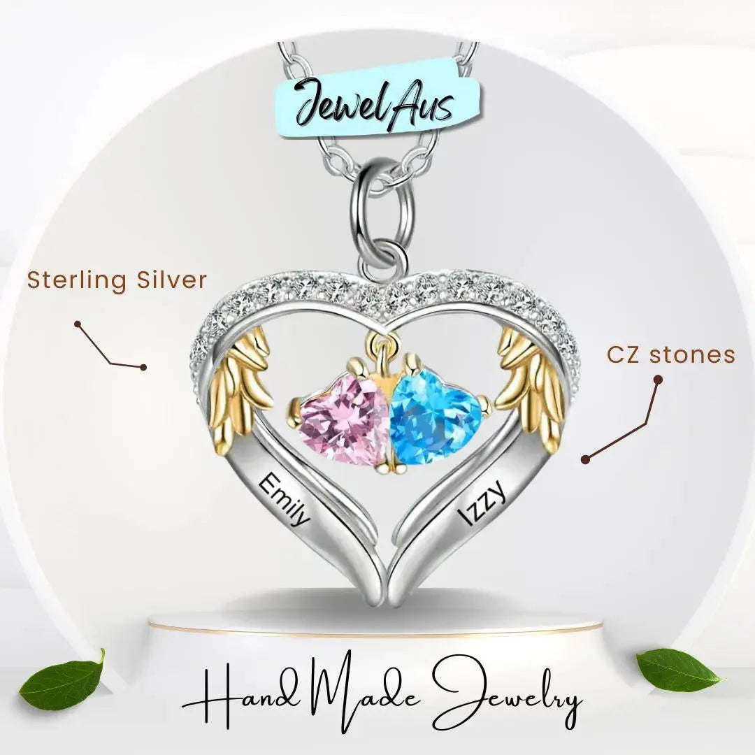 Silver Birthstone Heart Necklace cmoffer