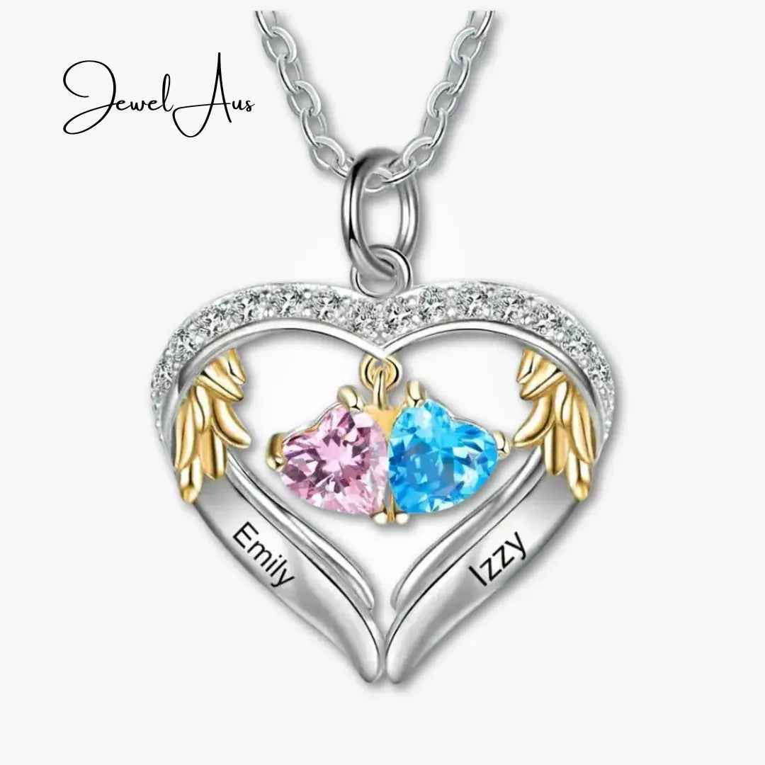 jewelaus Necklace Silver Birthstone Heart Necklace