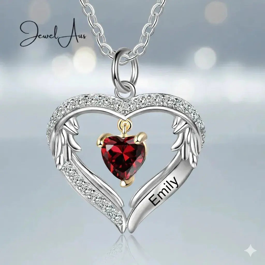 Silver Birthstone Heart Shape Necklace jewelaus