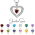 Silver Birthstone Heart Shape Necklace jewelaus