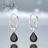 Silver Black Droplet Hoop Earrings jewelaus