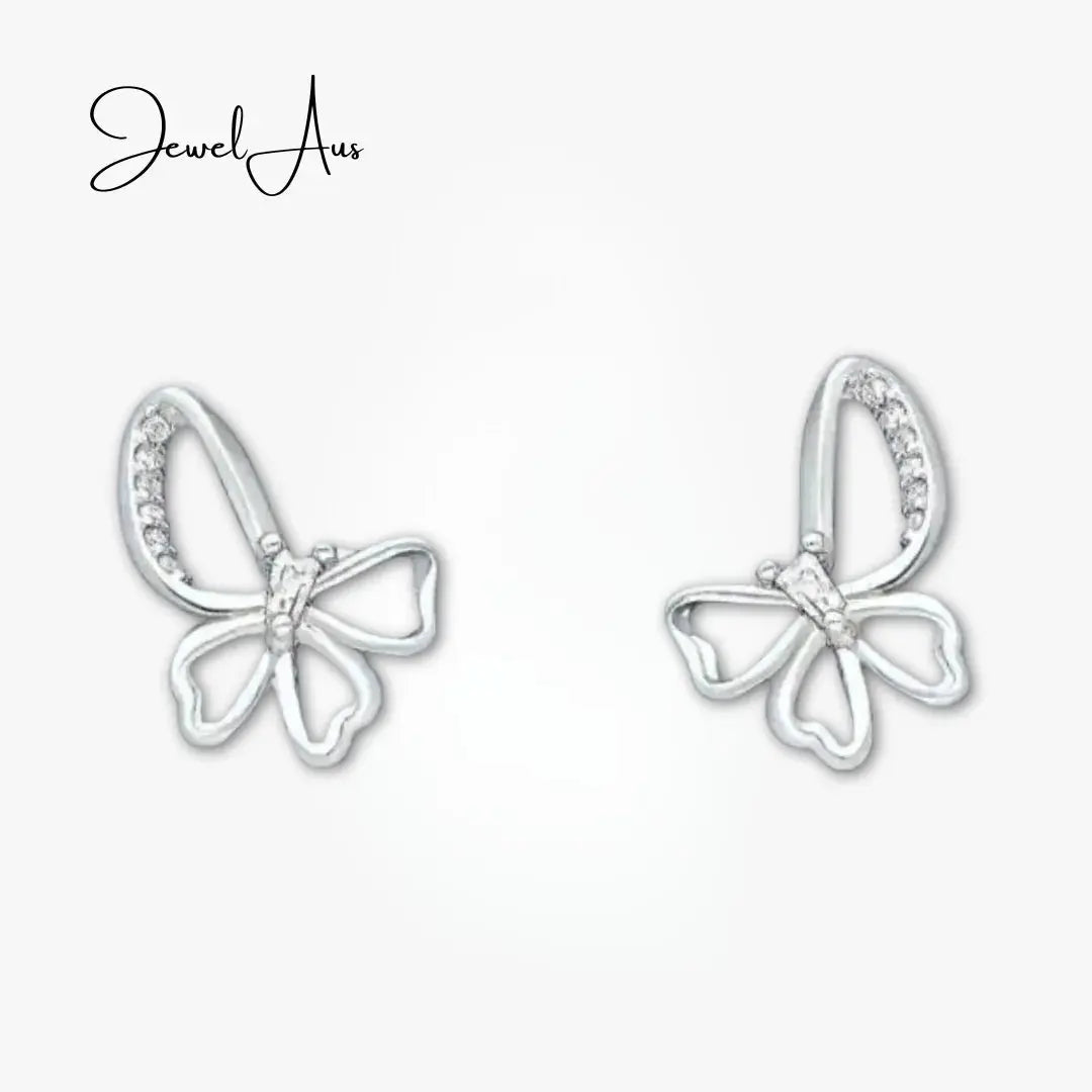 jewelaus Earrings Silver Butterfly Earrings