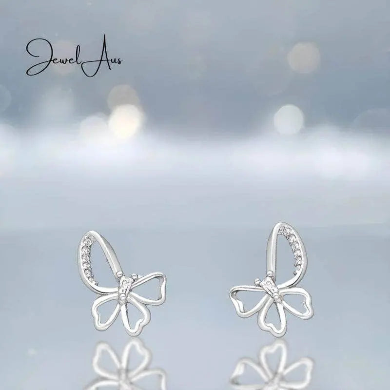 jewelaus Earrings Silver Butterfly Earrings
