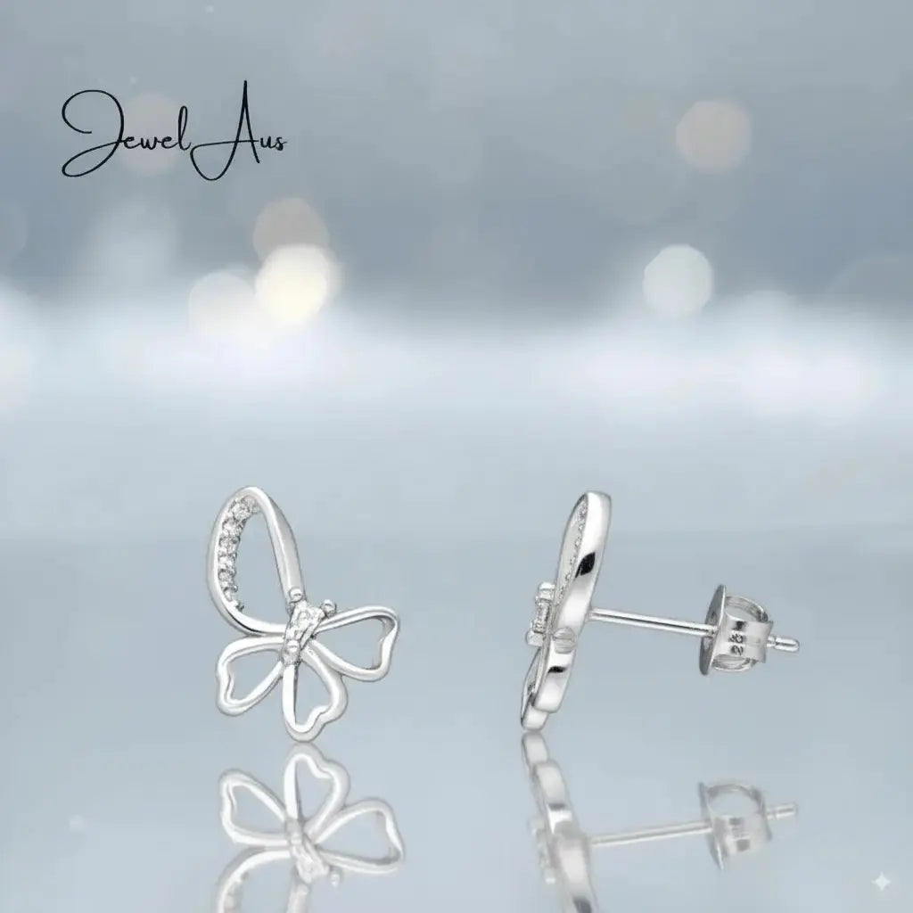 jewelaus Earrings Silver Butterfly Earrings
