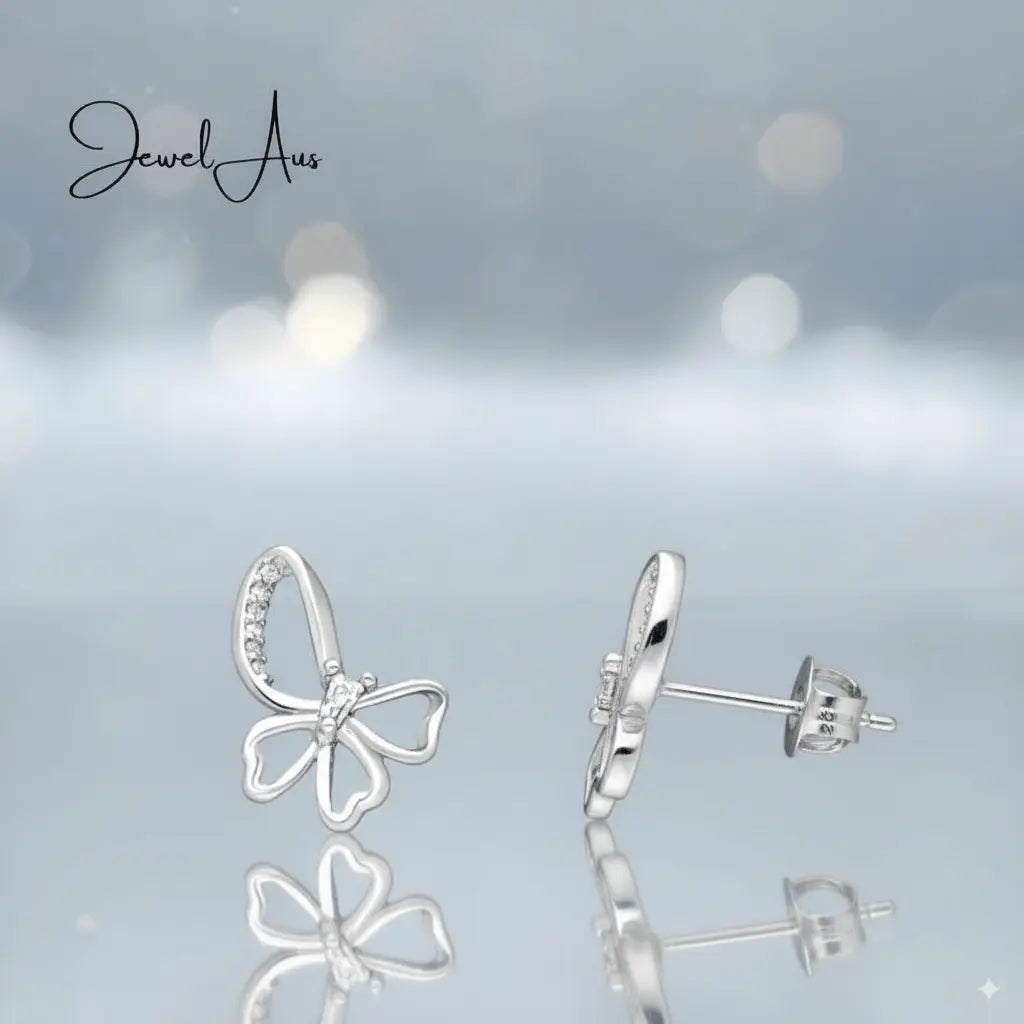 jewelaus Earrings Silver Butterfly Earrings