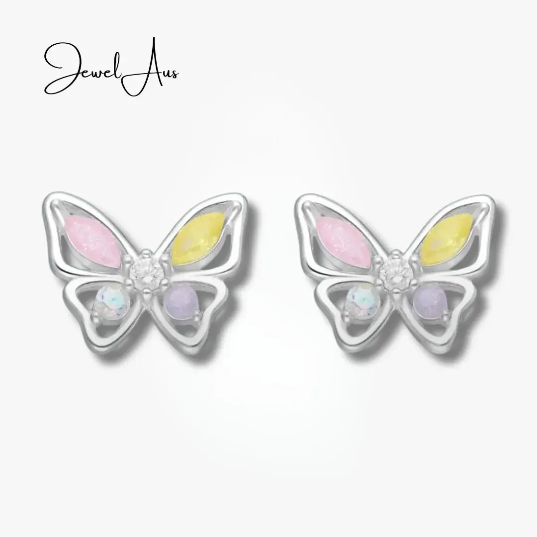jewelaus Earrings Silver Butterfly Push-Back Earrings