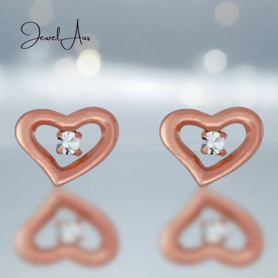 Silver Crystal Heart Stud Earring jewelaus