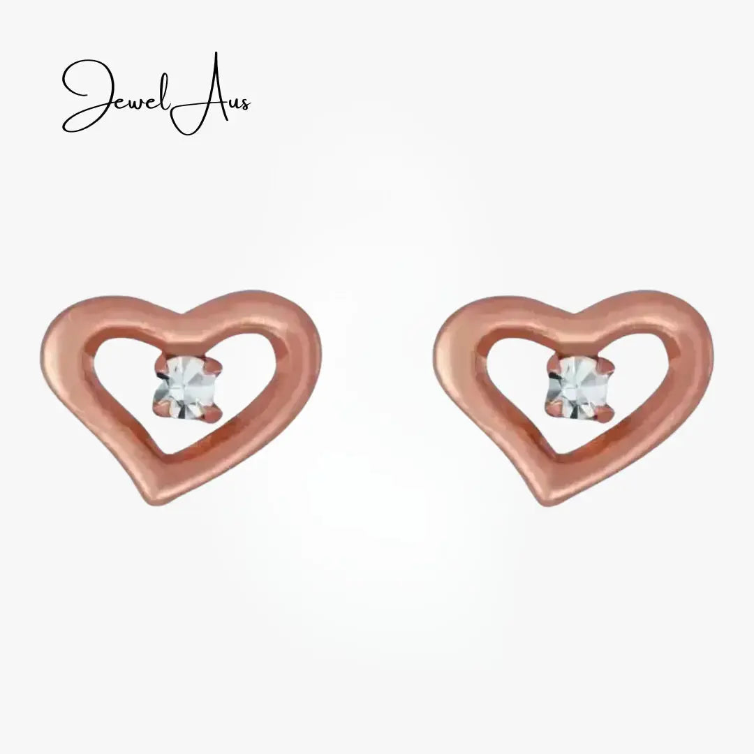 jewelaus Earrings Silver Crystal Heart Stud Earring