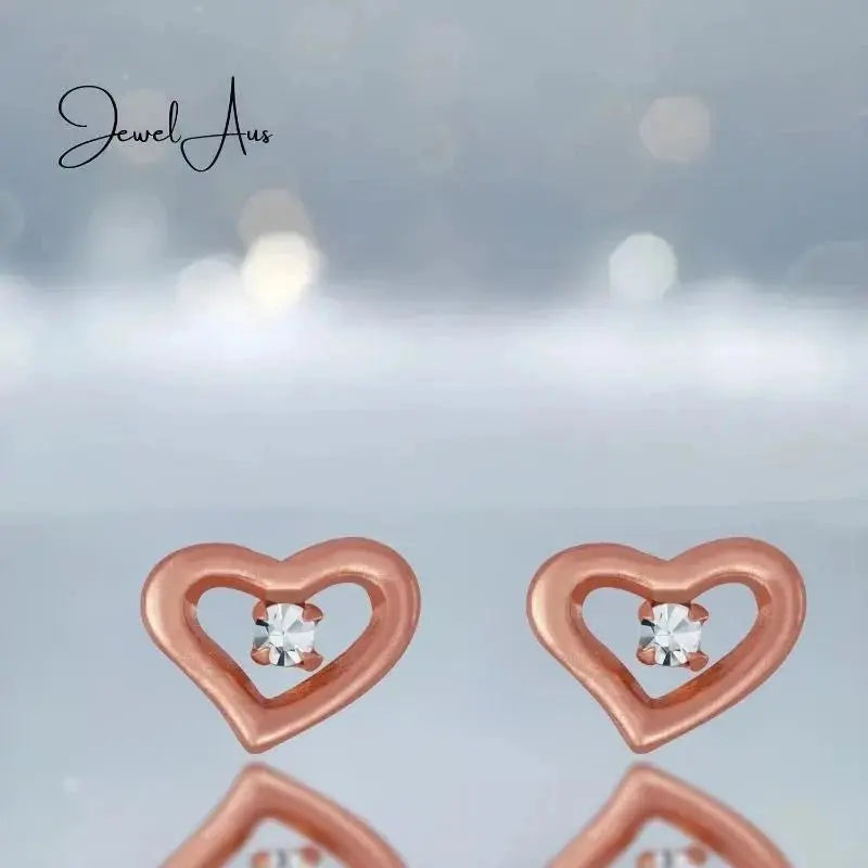 jewelaus Earrings Silver Crystal Heart Stud Earring