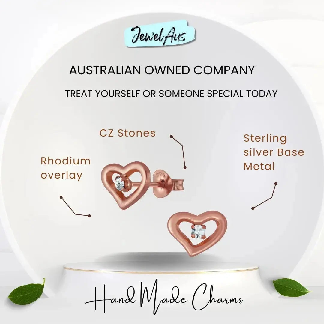 jewelaus Earrings Silver Crystal Heart Stud Earring