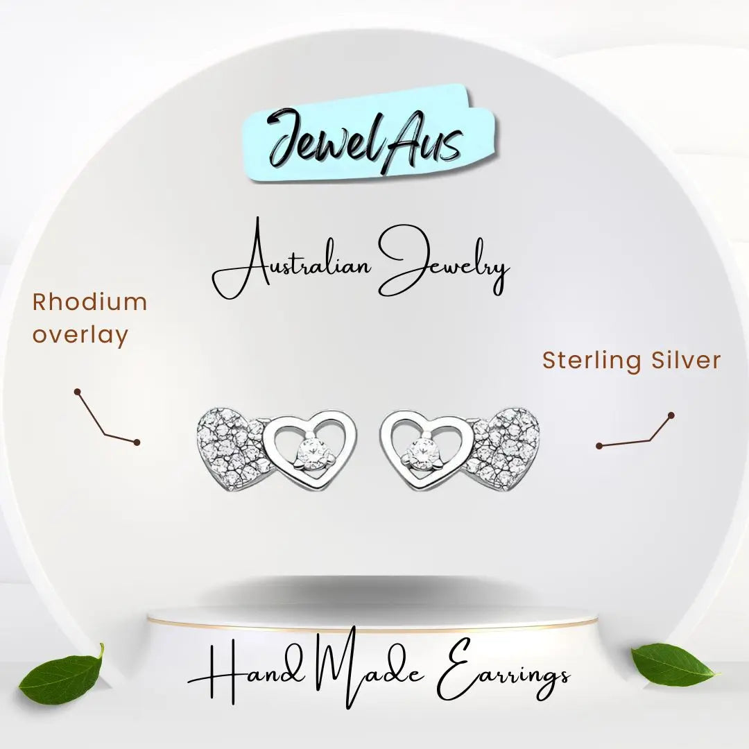 Silver Double Heart Earrings jewelaus