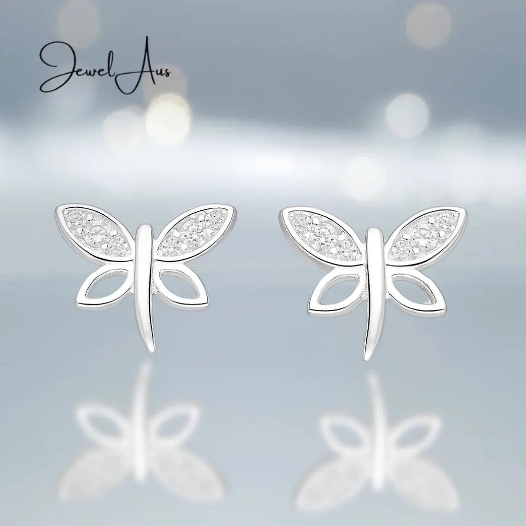 Silver Dragonfly Earrings jewelaus