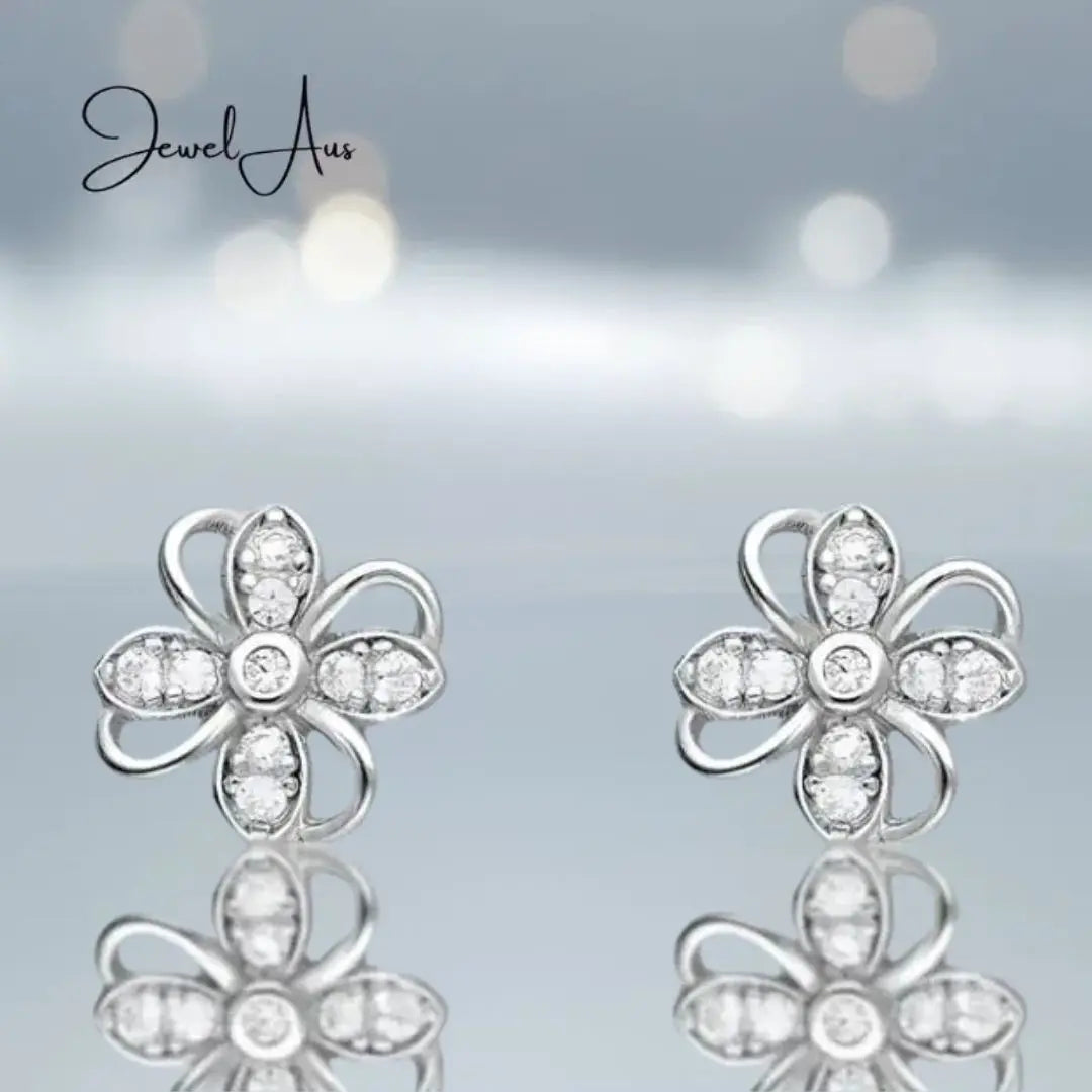 Silver Flower Earrings jewelaus