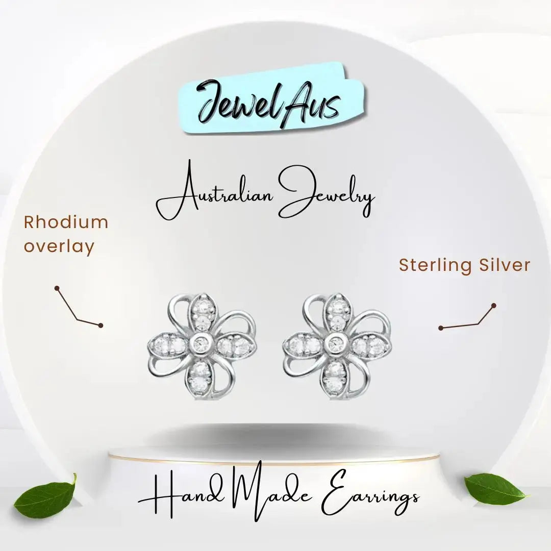 jewelaus Earrings Silver Flower Earrings