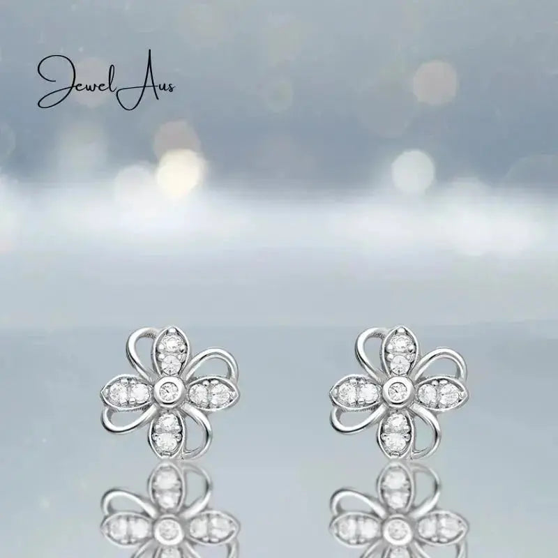 jewelaus Earrings Silver Flower Earrings