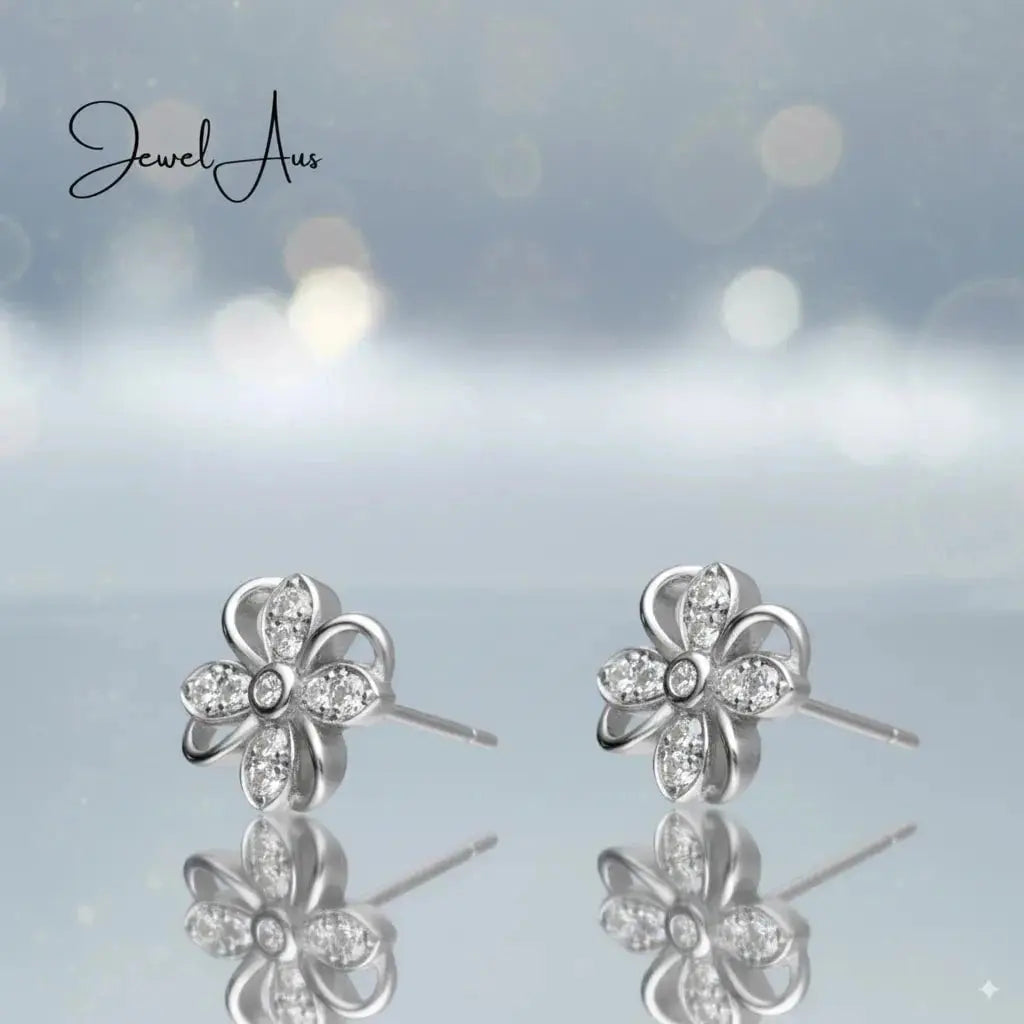 jewelaus Earrings Silver Flower Earrings