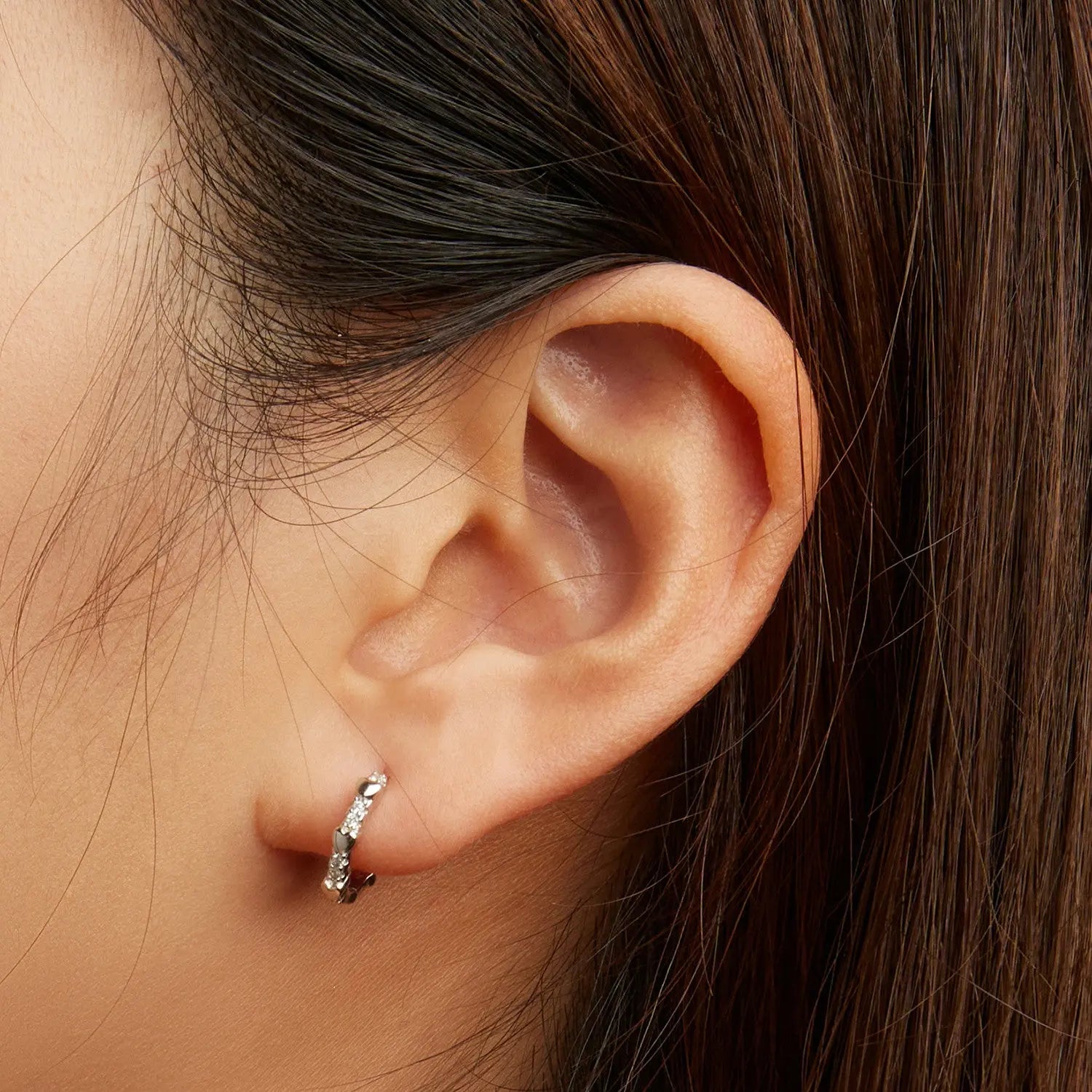 Silver Gem Heart Hoop Earrings jewelaus