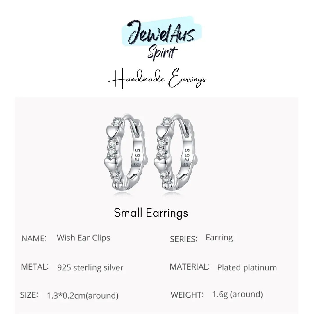 Silver Gem Heart Hoop Earrings jewelaus