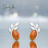 jewelaus Earrings Silver Leaf Baltic Amber Earrings