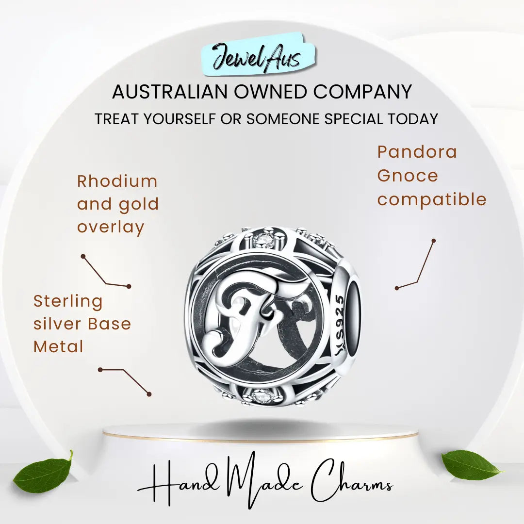 jewelaus CHARMS Silver Letter F Charm