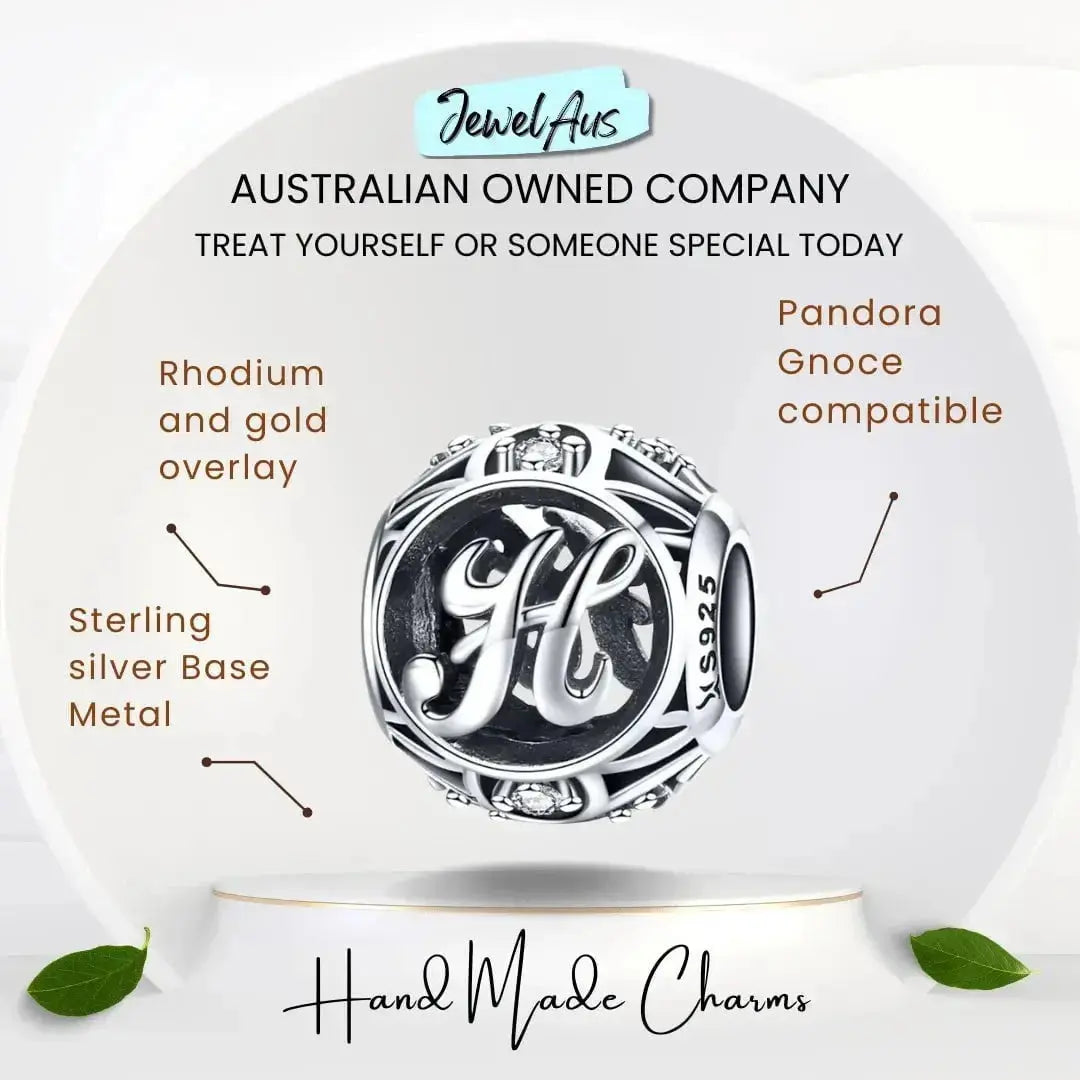 jewelaus CHARMS Silver Letter H Charm
