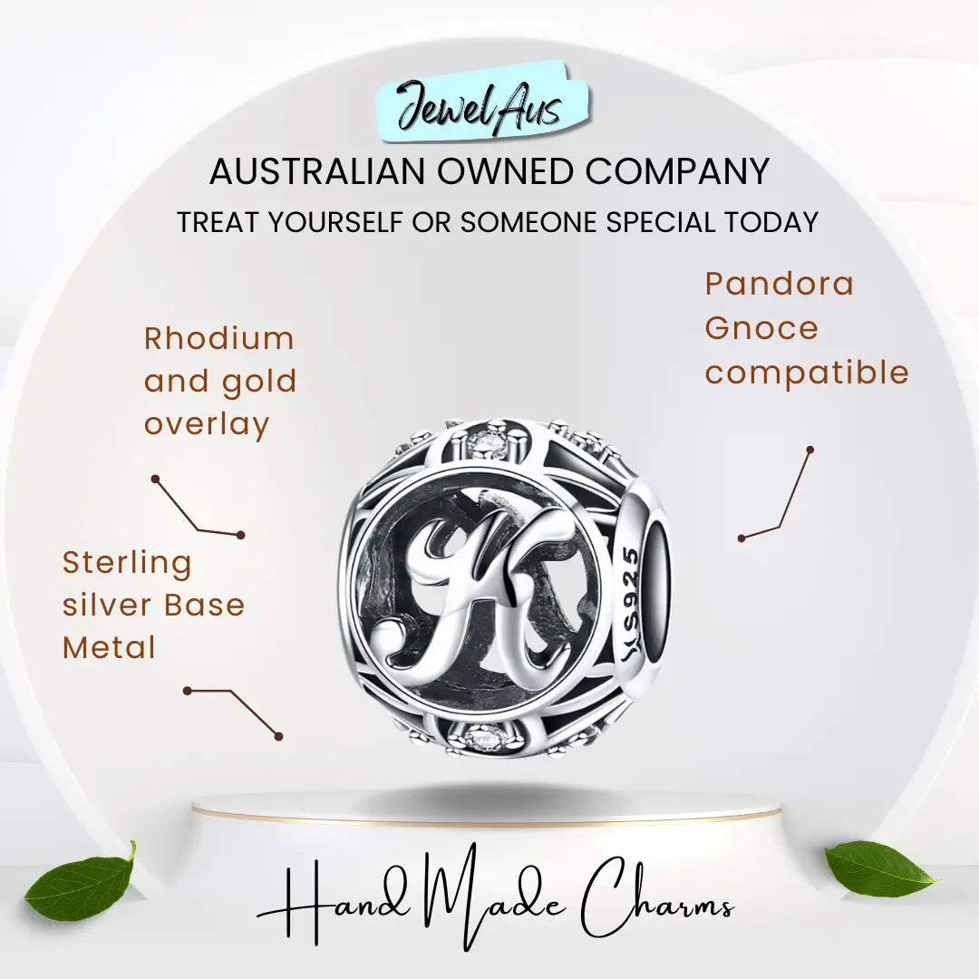 jewelaus CHARMS Silver Letter K Charm