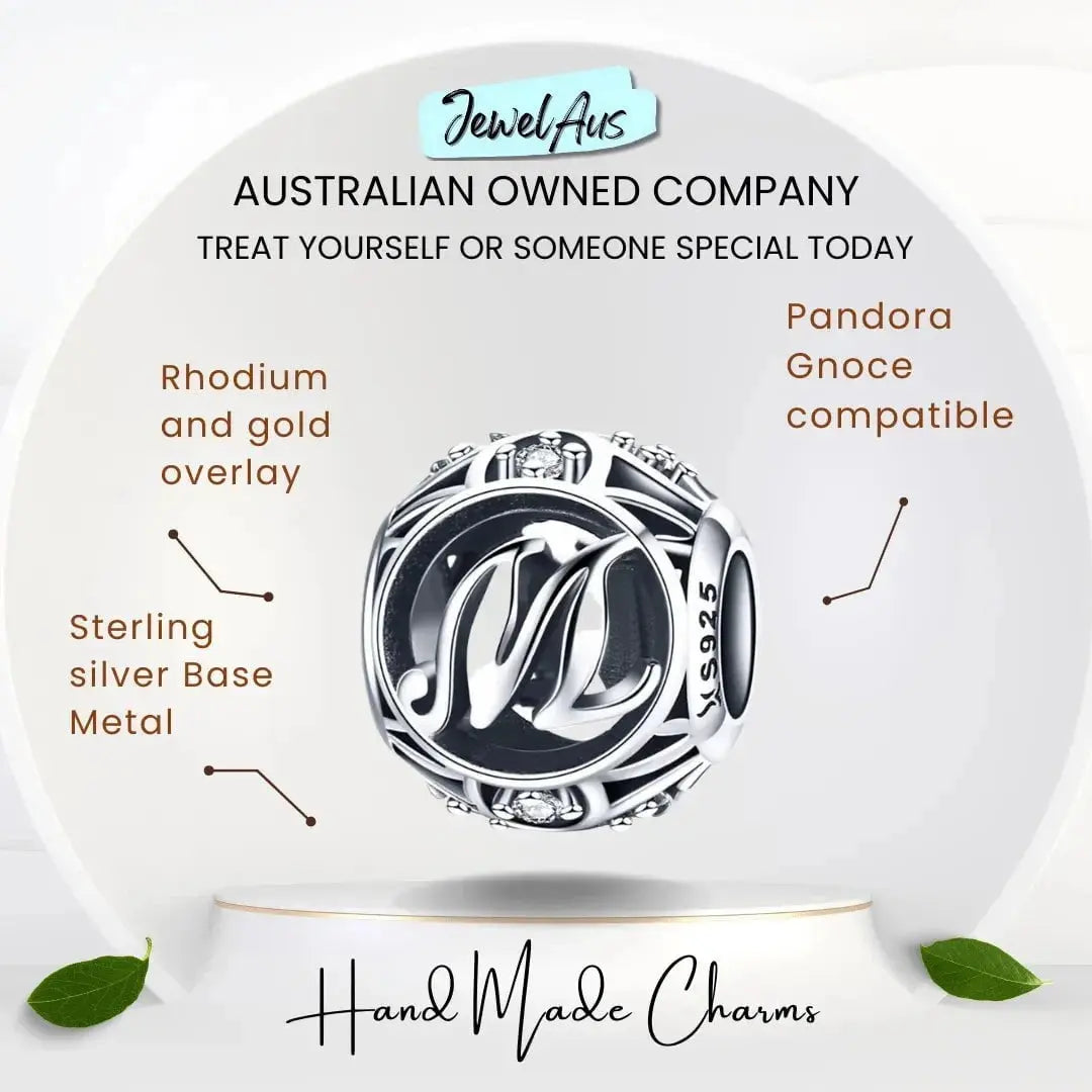 jewelaus CHARMS Silver Letter M Charm