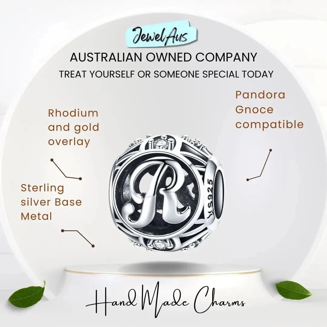jewelaus CHARMS Silver Letter R Charm
