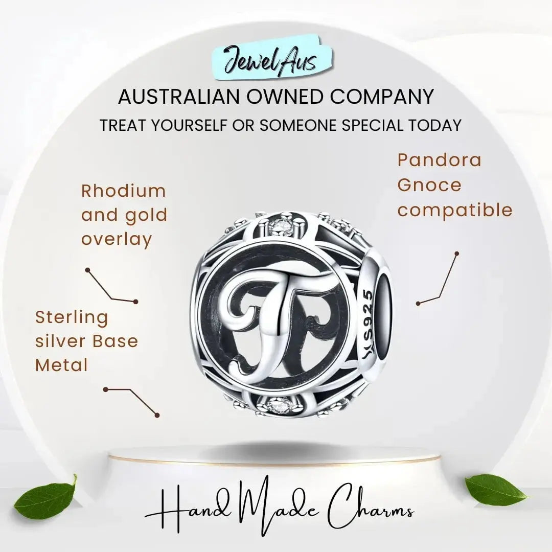 jewelaus CHARMS Silver Letter T Charm