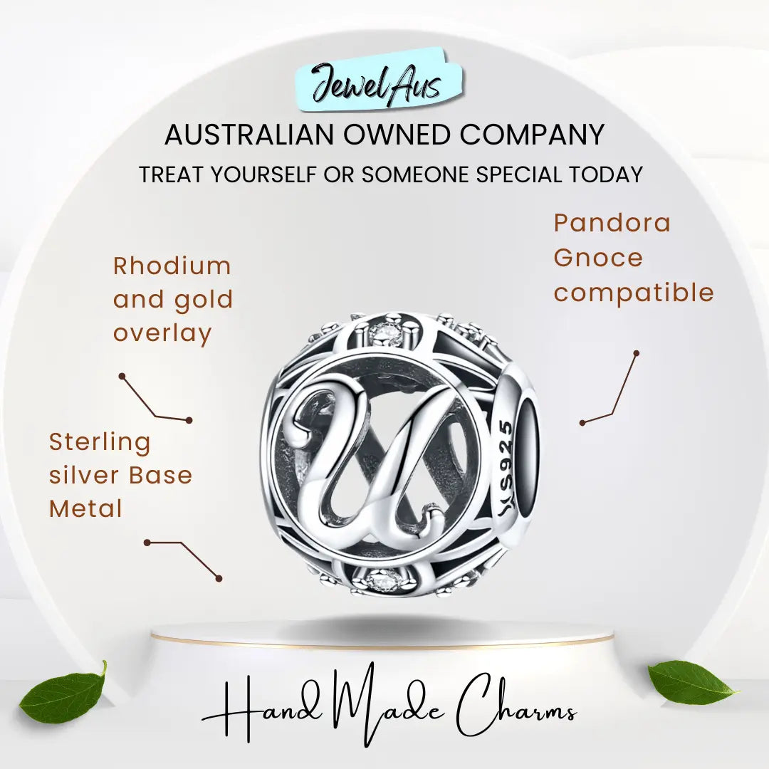 jewelaus CHARMS Silver Letter U Charm