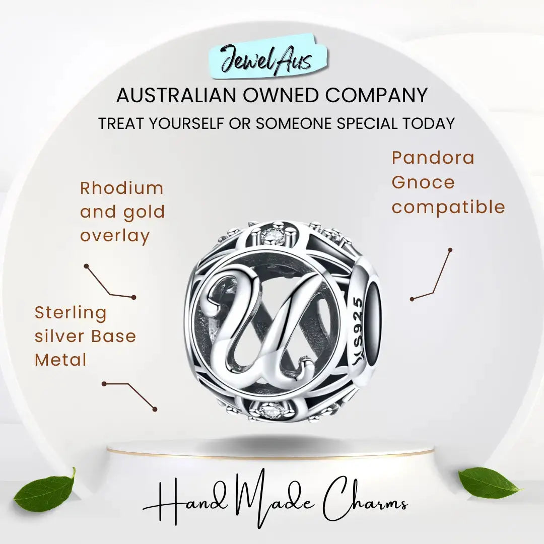 jewelaus CHARMS Silver Letter U Charm