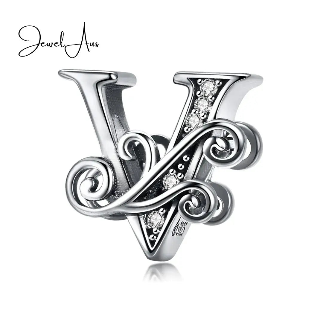 jewelaus CHARMS Silver Letter V Charm