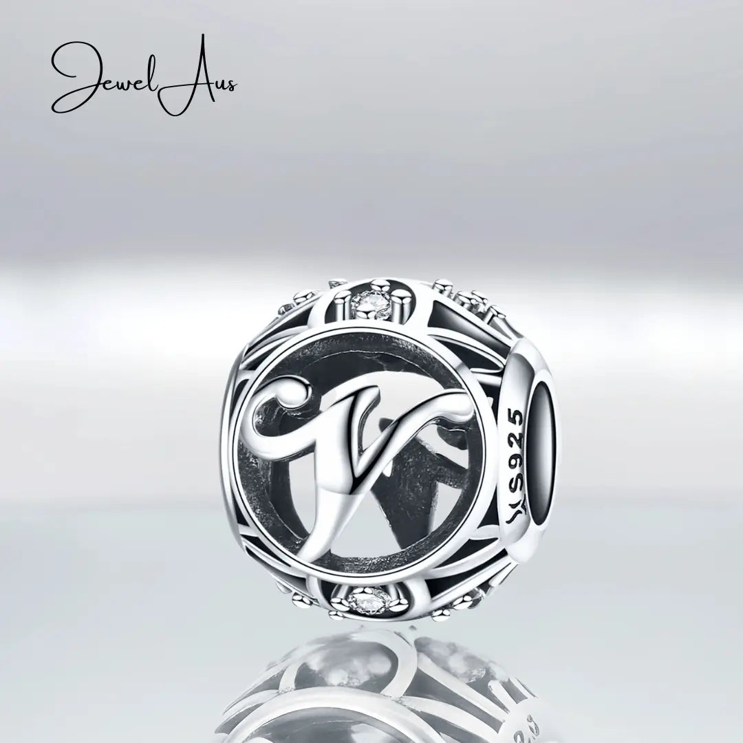 jewelaus CHARMS Silver Letter V Charm