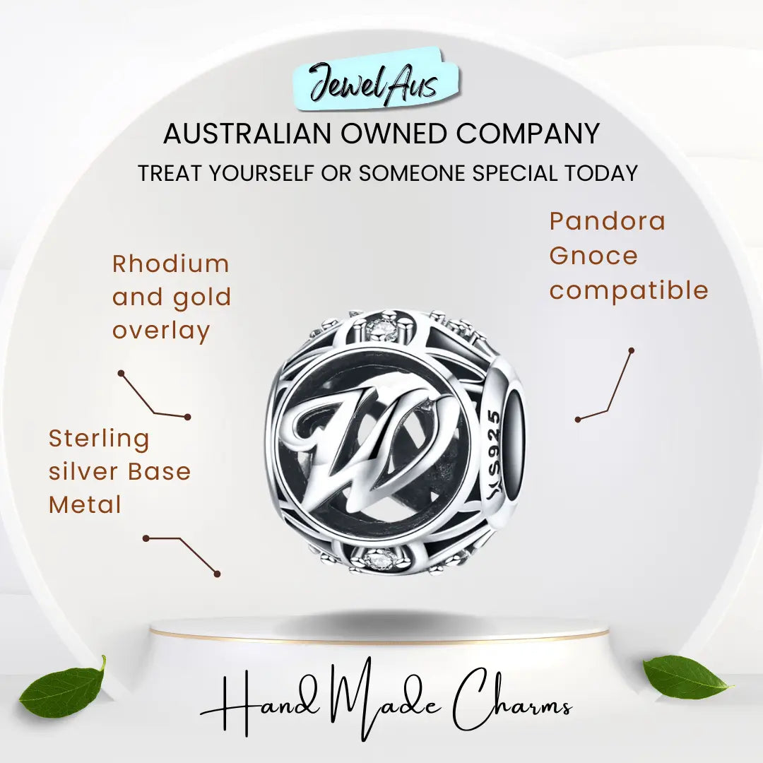 jewelaus CHARMS Silver Letter W Charm