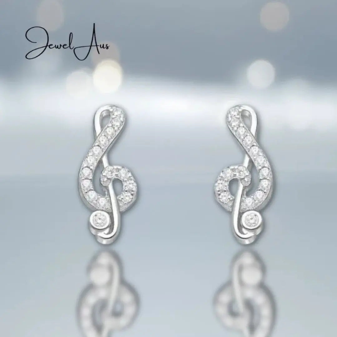 Silver Music Notes Earrings jewelaus
