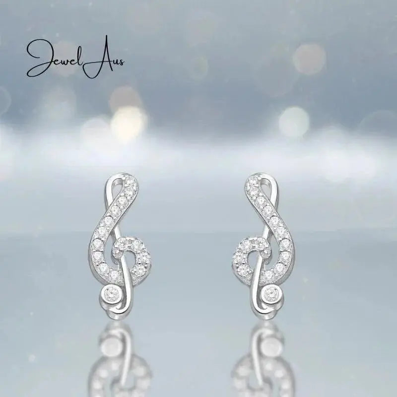 jewelaus Earrings Silver Music Notes Earrings