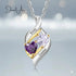 Silver Names Two Heart Shape Birthstones Necklace jewelaus